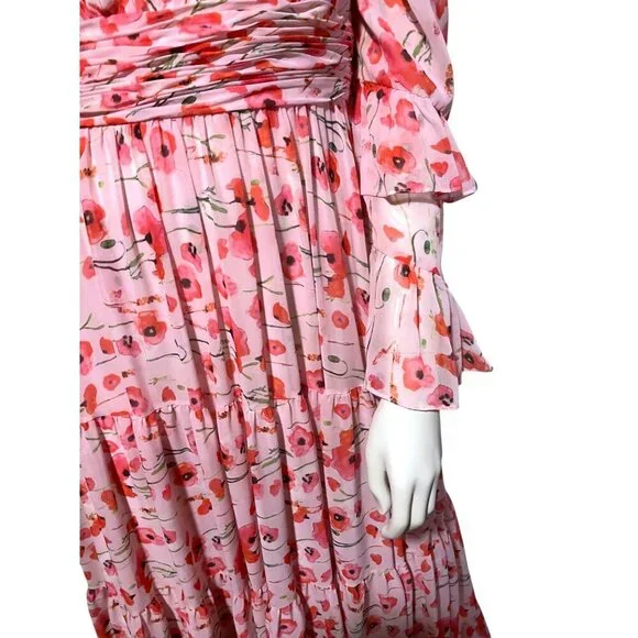 Mac Duggal Ieena Floral Gown 6 Backless Plunge Tiered Ruffled Coquette Twee - Picture 6 of 14